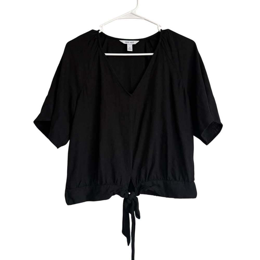 Nine West blouse/ tied front shirt, size M